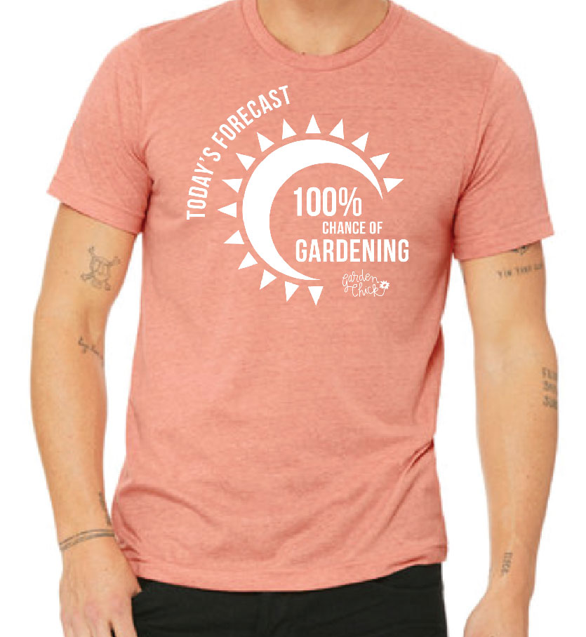 100% Chance of Gardening T-Shirt (heather sunset)